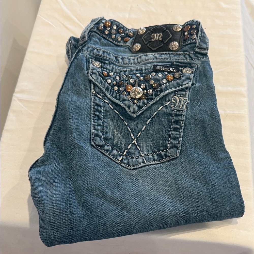 Miss Me Denim Jeans with Silver Accents